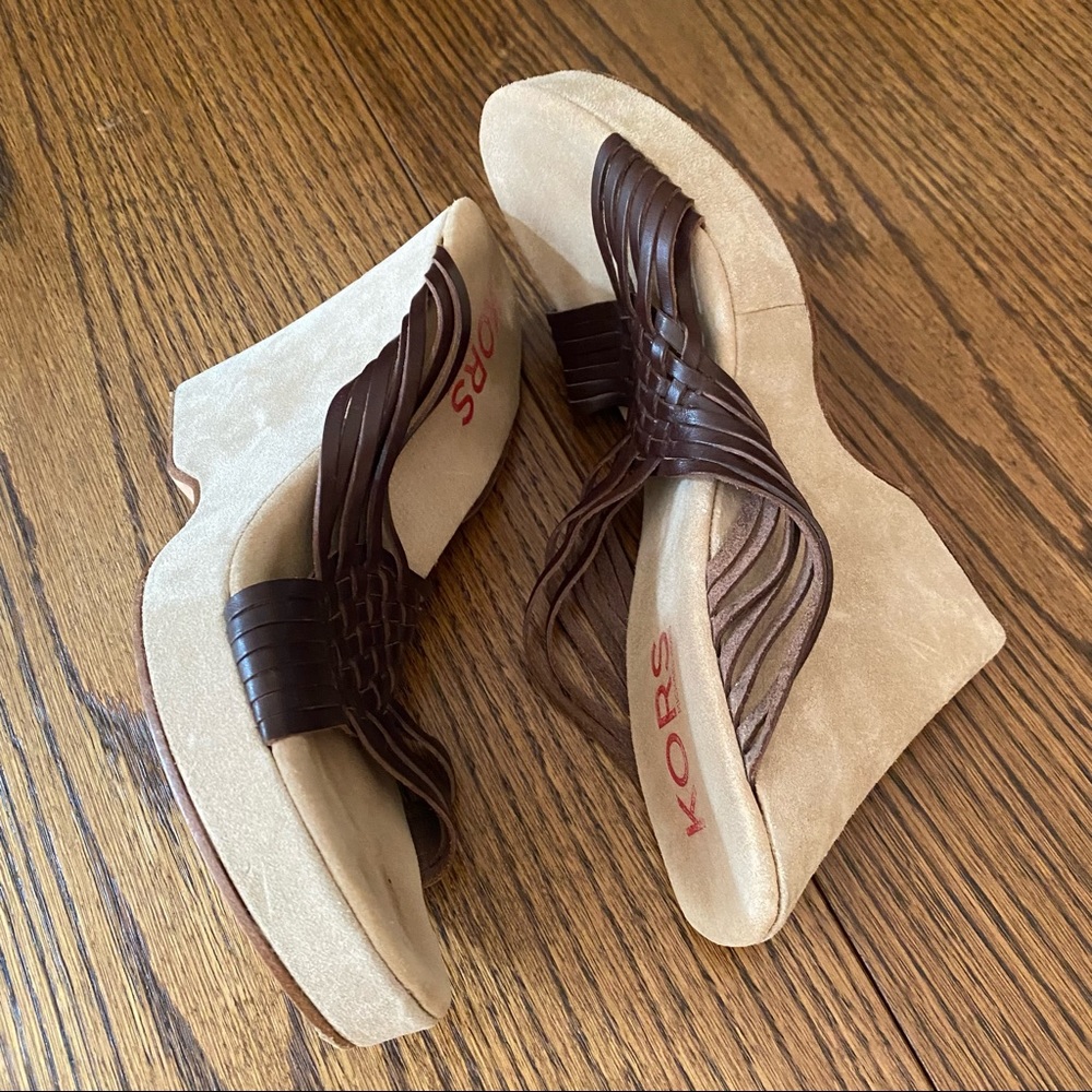 Michael Kors collection brown suede wedge shoes. Size 10 M